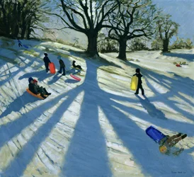 Winter Tree, Snow Sledgers, Calke Abbey, Derby